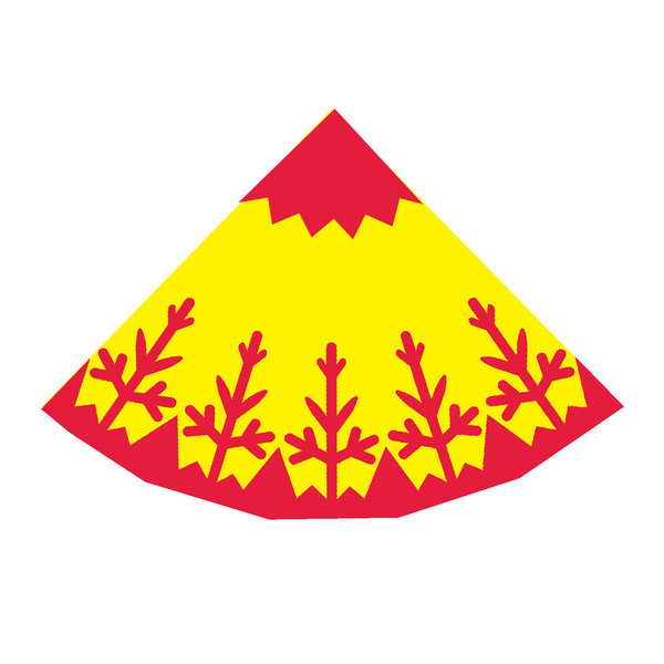 Rote Flocke mit roter Spitze auf gelb