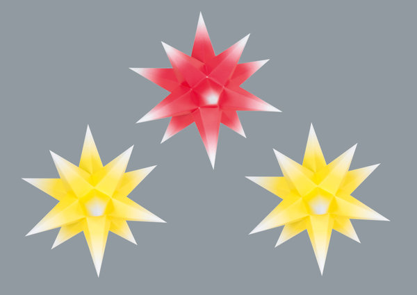roter Kern mit weißer Spitze (1x), gelber Kern mit weißer Spitze (2x)