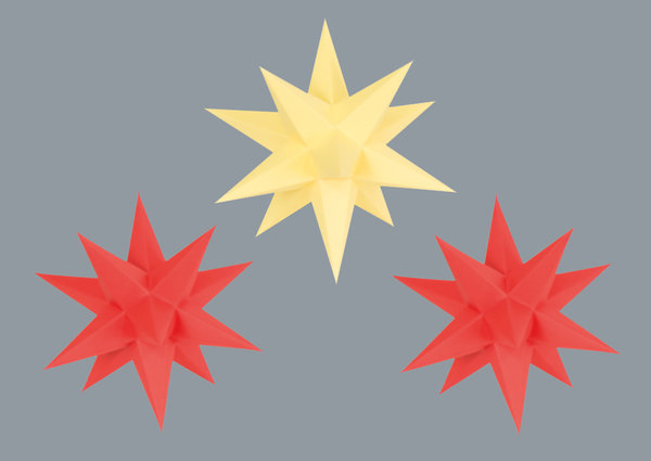 rot einfarbig (2x), gelb einfarbig (1x)