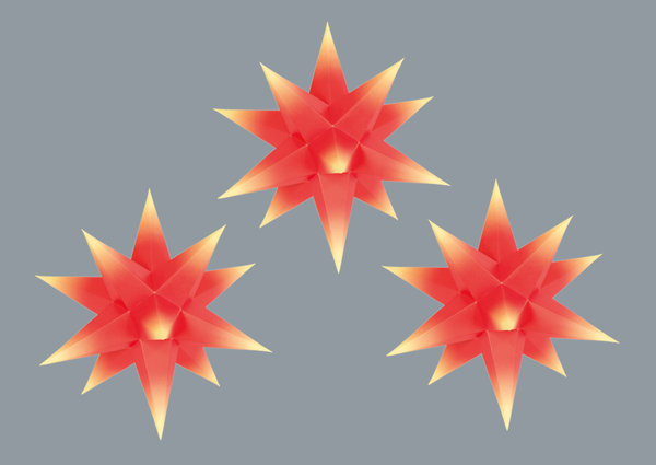 3 x 3er Roter Kern mit Gelber Spitze