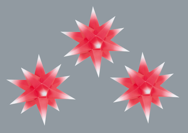 3 x 3er Roter Kern mit Weißer Spitze